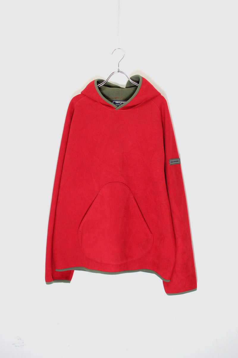90'S FLEECE PULLOVER HOODIE JACKET / RED [SIZE: XL USED]