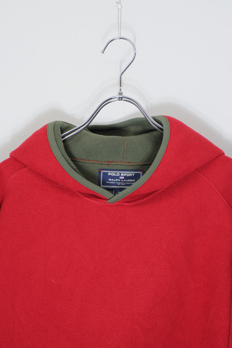 90'S FLEECE PULLOVER HOODIE JACKET / RED [SIZE: XL USED]