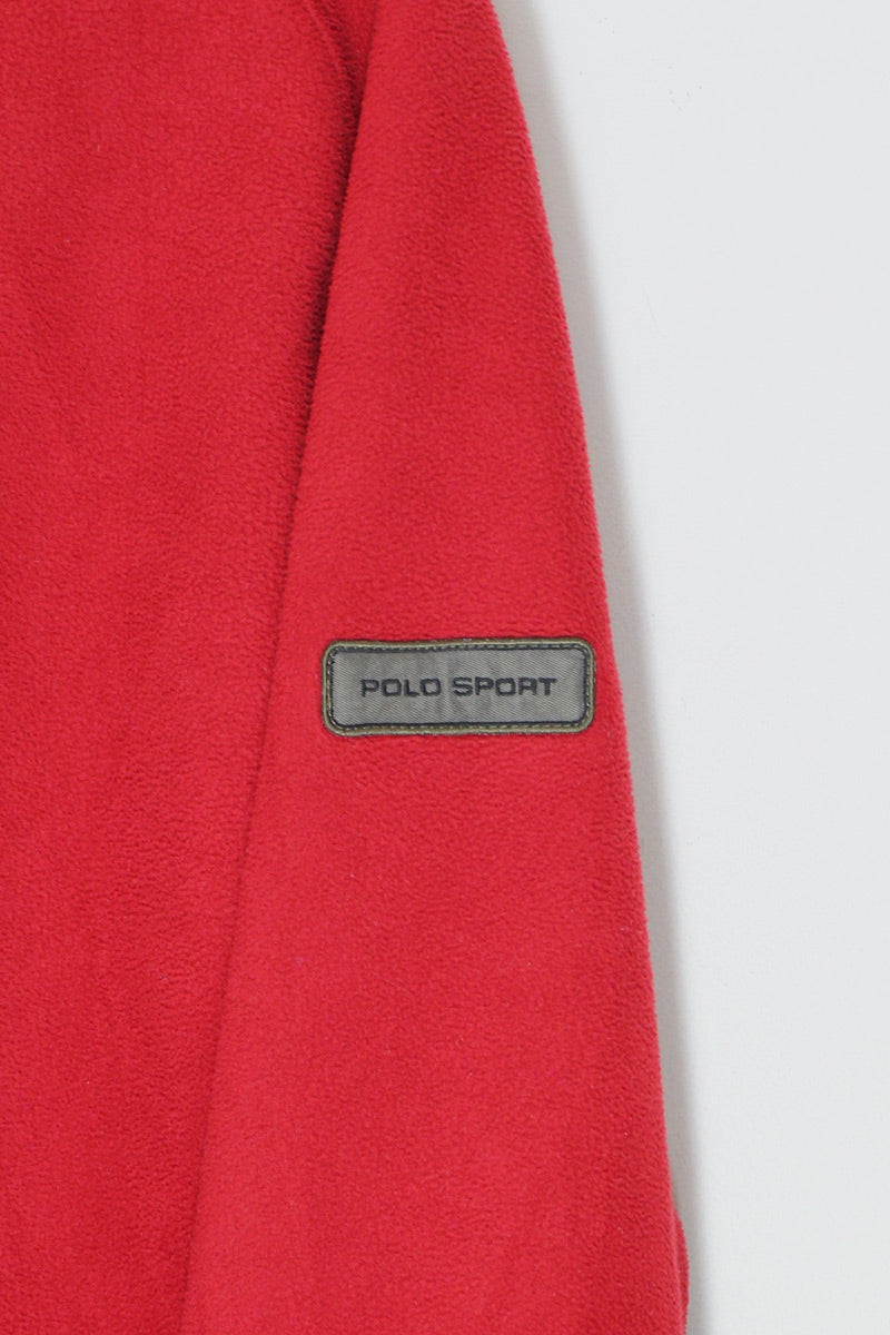 90'S FLEECE PULLOVER HOODIE JACKET / RED [SIZE: XL USED]