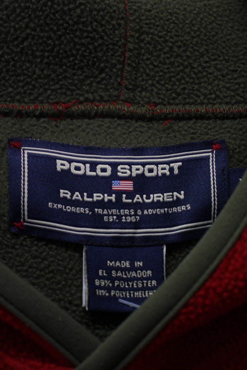 90'S FLEECE PULLOVER HOODIE JACKET / RED [SIZE: XL USED]