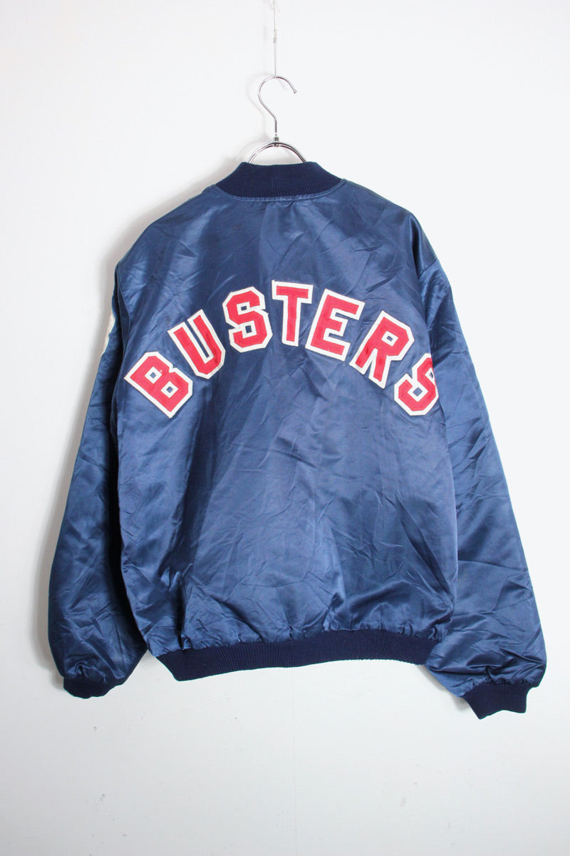 MADE IN USA 89'S SATIN STADIUM PUFF JACKET / NAVY [SIZE: L USED]
