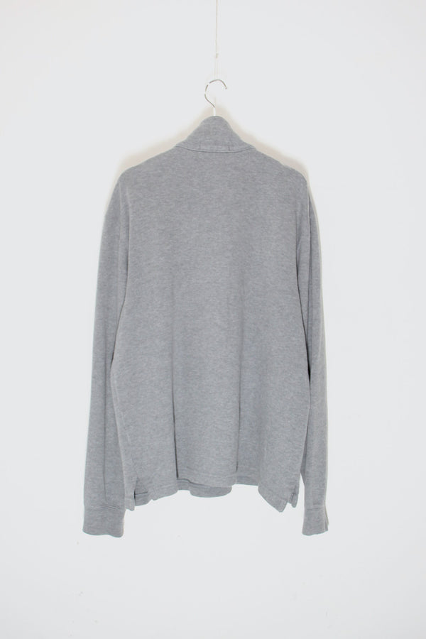 90'S HALF-ZIP COTTON KNIT SWEATER / GREY [ SIZE: M USED ]
