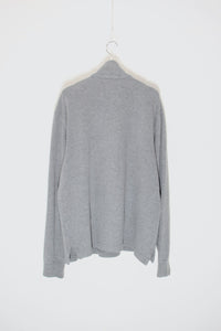 90'S HALF-ZIP COTTON KNIT SWEATER / GREY［ SIZE: M USED ]