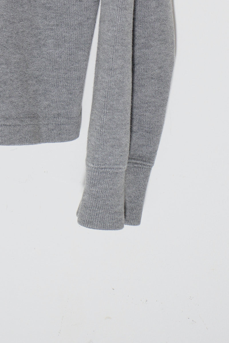 90'S HALF-ZIP COTTON KNIT SWEATER / GREY [ SIZE: M USED ]