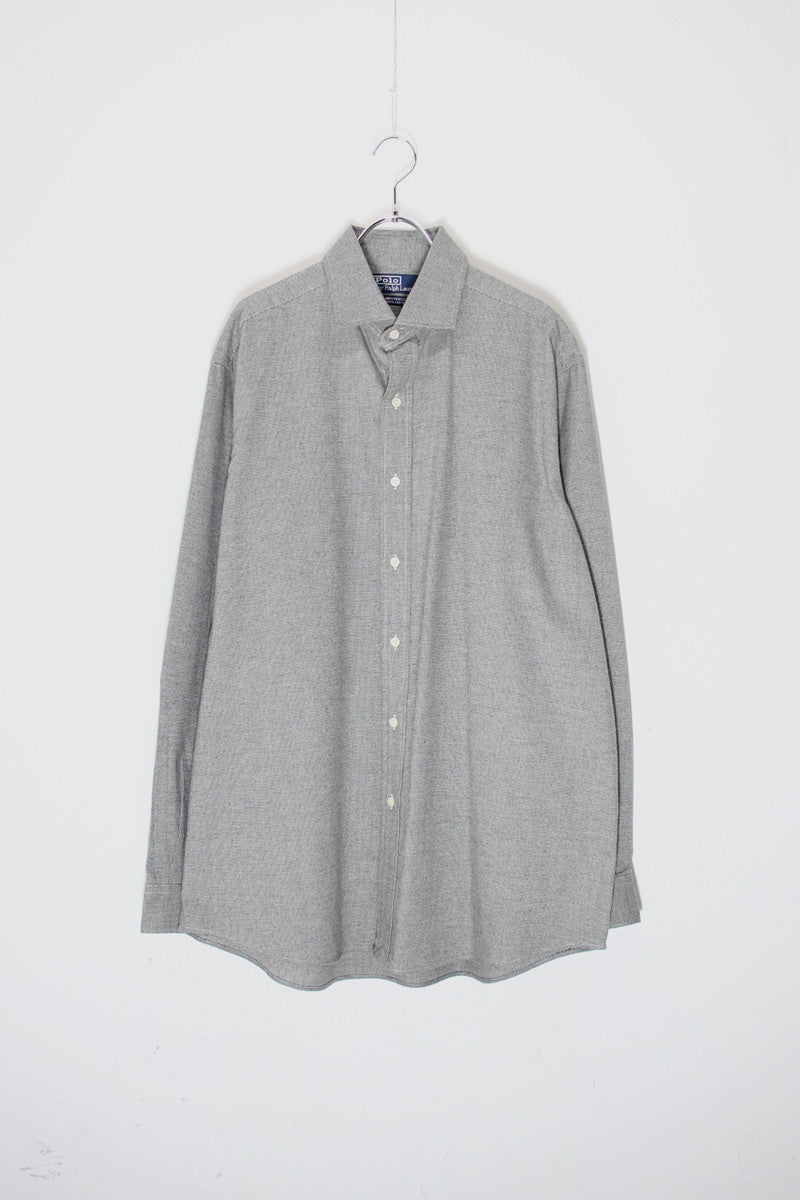 90'S L/S COTTON FLANNEL SHIRT / CHARCOAL GREY [SIZE: L USED]