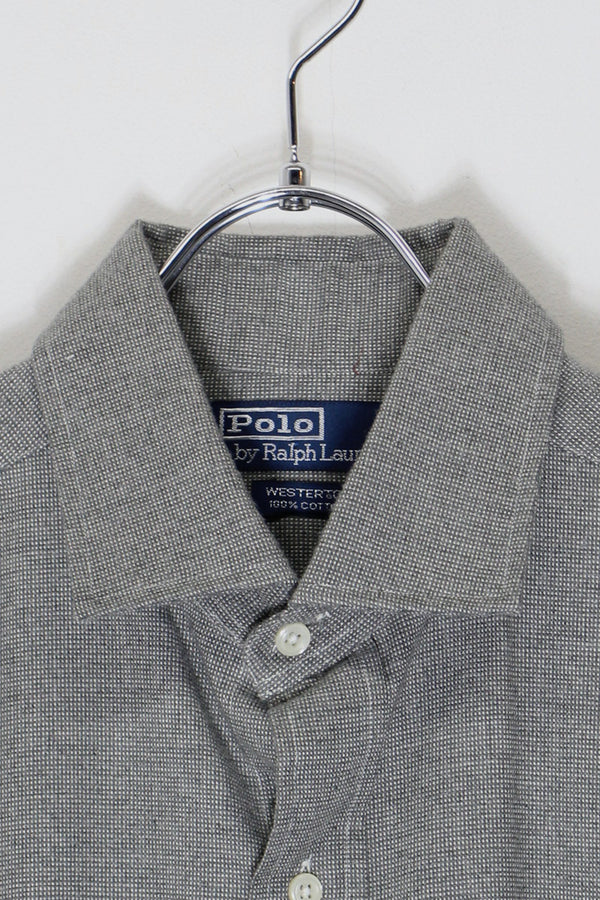 90'S L/S COTTON FLANNEL SHIRT / CHARCOAL GREY [SIZE: L USED]