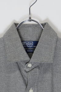 90'S L/S COTTON FLANNEL SHIRT / CHARCOAL GREY [SIZE: L USED]