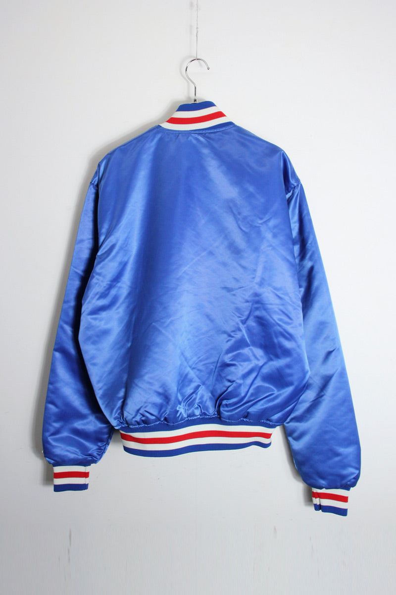 MADE IN USA 90'S MLB CUBS NYLON STADIUM JACKET / BLUE/RED [SIZE: L USED]