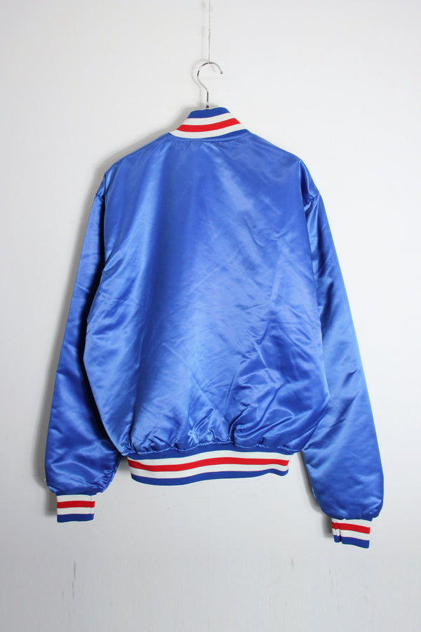 MADE IN USA 90'S MLB CUBS NYLON STADIUM JACKET / BLUE/RED [SIZE: L USED]