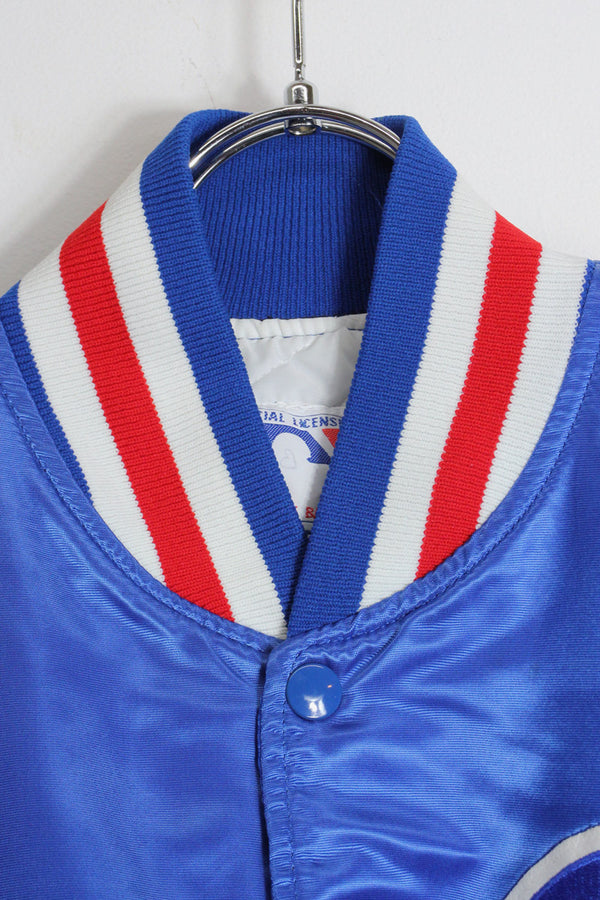 MADE IN USA 90'S MLB CUBS NYLON STADIUM JACKET / BLUE/RED [SIZE: L USED]