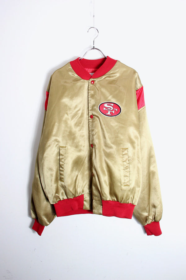 90'S NFL 49ERS NYLON STADIUM PUFF JACKET / GOLD/RED [SIZE: L USED]