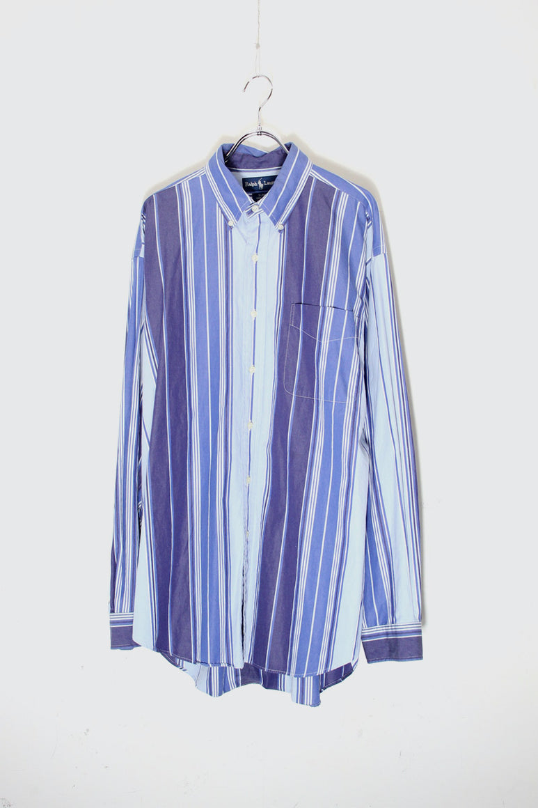 90'S L/S BD STRIPE SHIRT / BLUE / NAVY [SIZE:L USED]