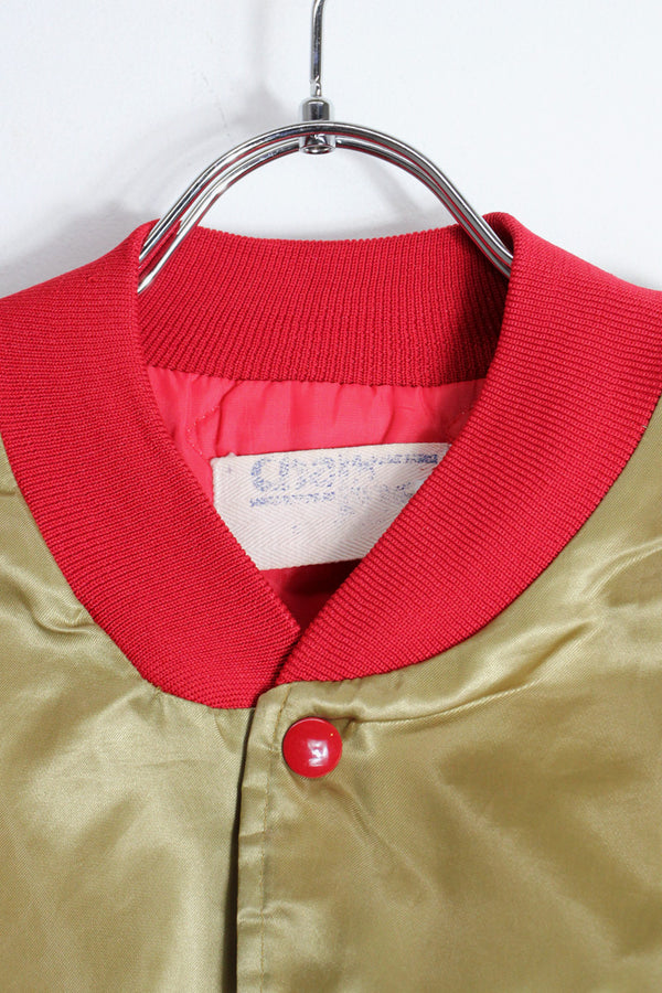 90'S NFL 49ERS NYLON STADIUM PUFF JACKET / GOLD/RED [SIZE: L USED]
