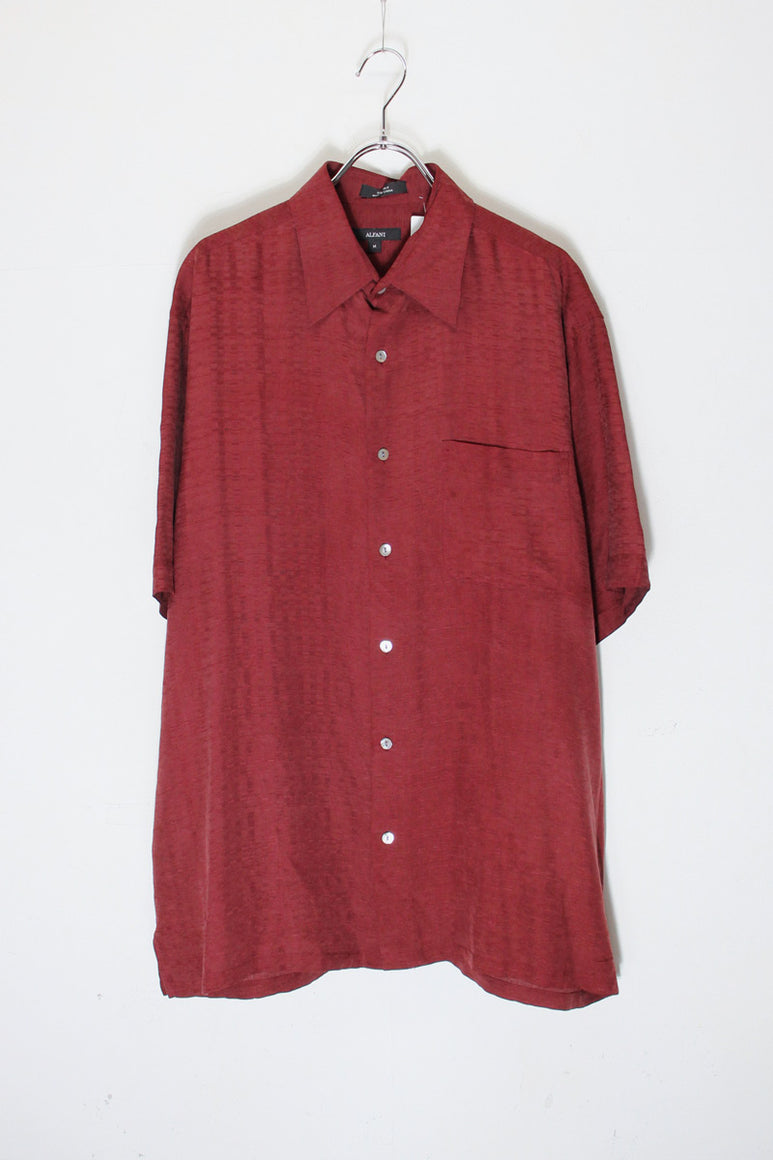 S/S SILK PATTARM SHIRT / WINE RED [SIZE: M USED]