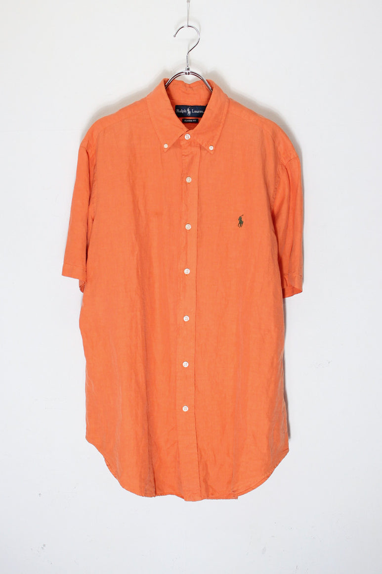 S/S SILK LINEN BD SHIRT / ORANGE [SIZE: M USED]