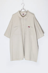 MADE IN USA 90'S S/S HALF ZIP WORK SHIRT / BEIGE [SIZE: XXXL USED]