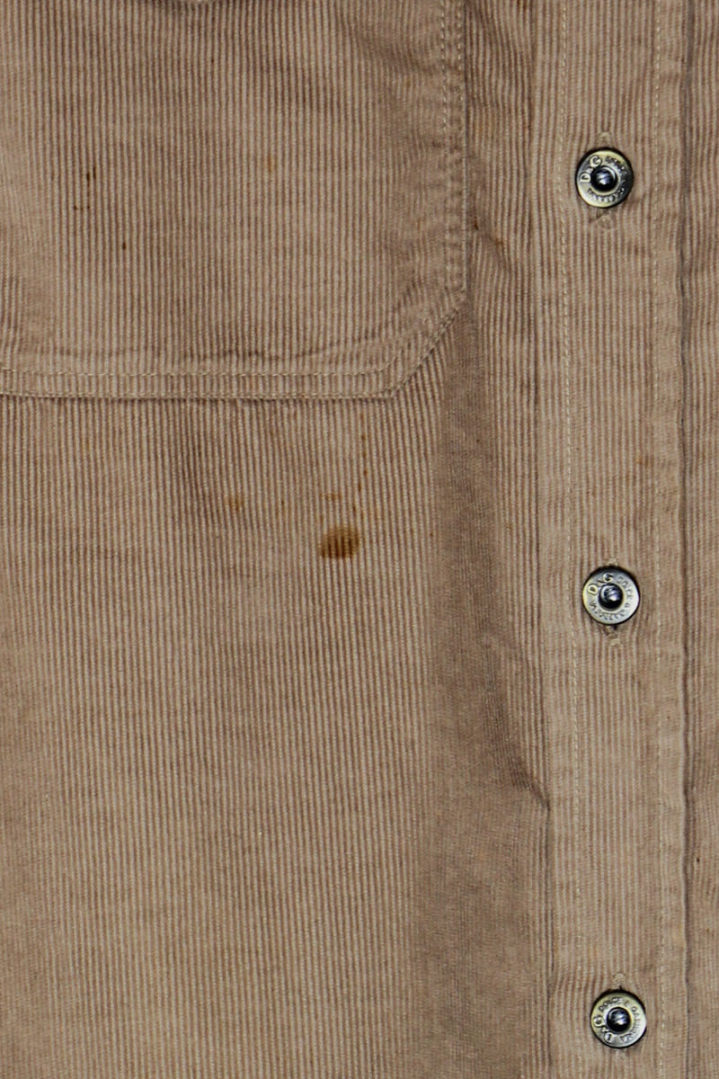 EARLY 00'S MADE IN ITALY STUDS CORDUROY SHIRT JACKET / BEIGE [SIZE: XL USED]