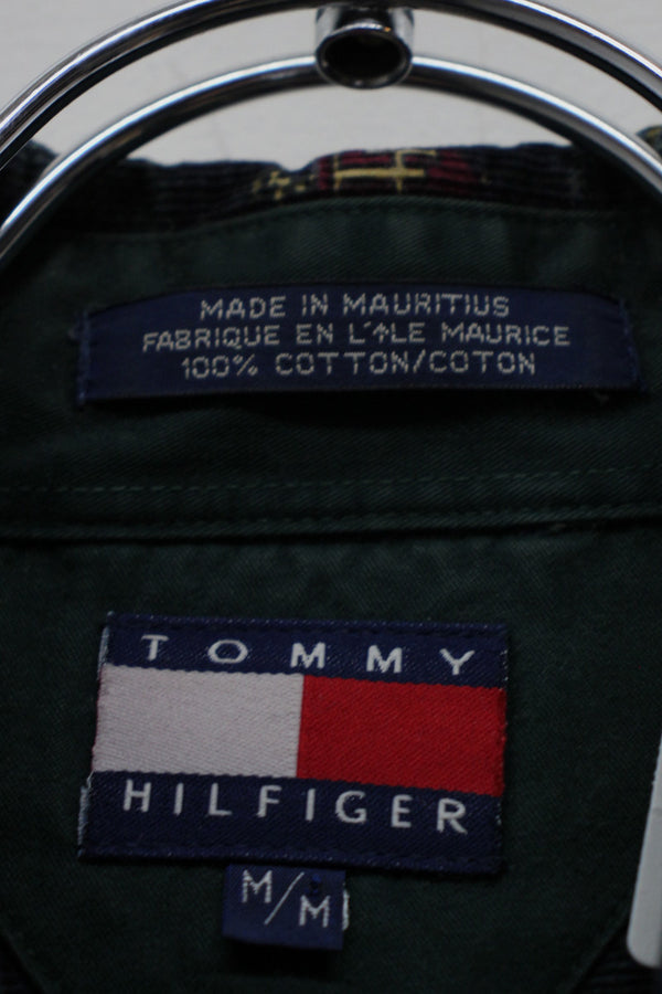 90'S L/S EMBLEM CHECK BD CORDUROY SHIRT / BLACK WATCH [SIZE: M USED]