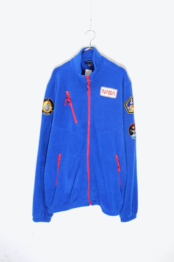 NASA LOGO PATCH ZIP FLEECE JACKET / BLUE / RED [ SIZE: L USED ]