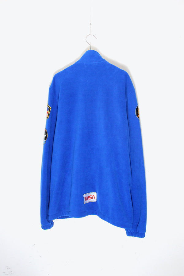 NASA LOGO PATCH ZIP FLEECE JACKET / BLUE / RED [ SIZE: L USED ]