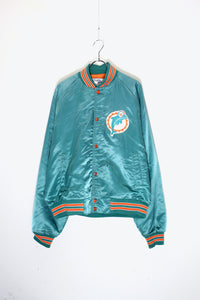 MADE IN USA 90'S 90'S MIAMI DOLPHINS NFL NYLON STADIUM JACKET / EMERALD GREEN［ SIZE: XL USED ]