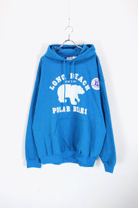 LOGO BEAR PRINT PULLOVER SWEAT HOODIE / TURQUOISE [SIZE: XL USED]