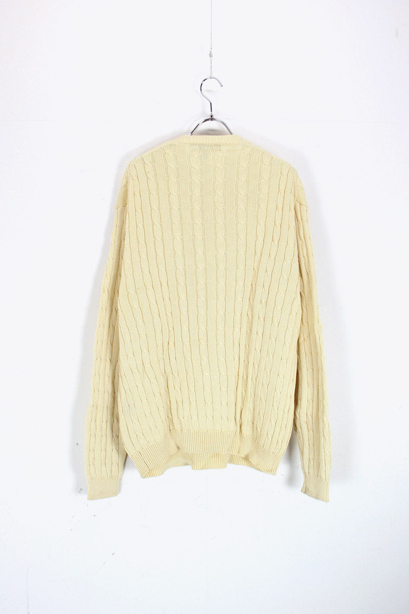 MADE IN INDIA 90'S COTTON SWEATER / LIGHT YELLOW [SIZE: XL USED]