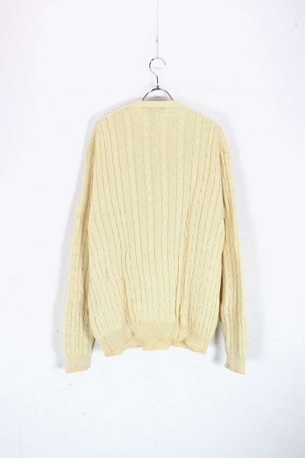 MADE IN INDIA 90'S COTTON SWEATER / LIGHT YELLOW [SIZE: XL USED]
