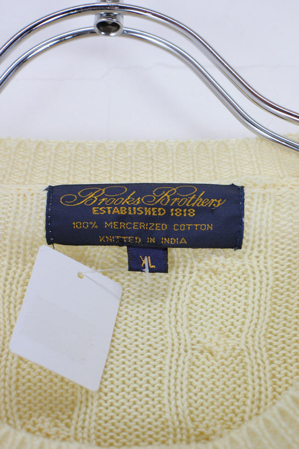MADE IN INDIA 90'S COTTON SWEATER / LIGHT YELLOW [SIZE: XL USED]