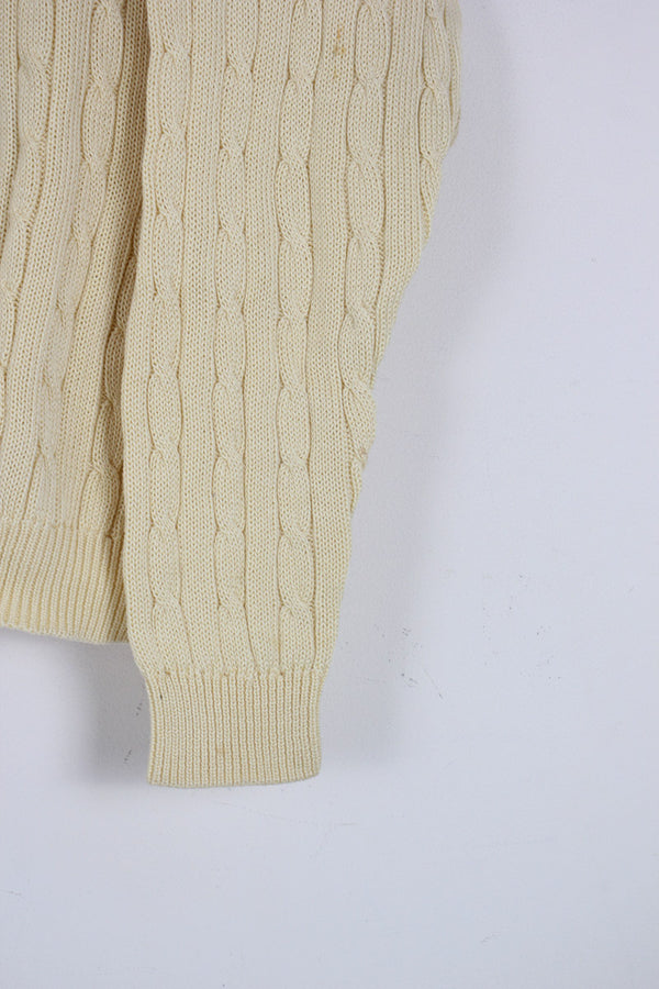 MADE IN INDIA 90'S COTTON SWEATER / LIGHT YELLOW [SIZE: XL USED]