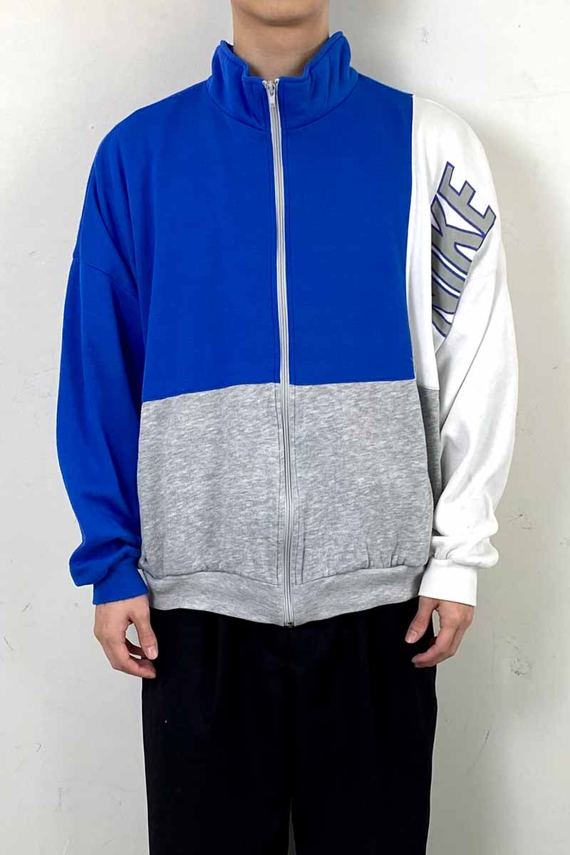 90'S SWEAT TRACK JACKET / BLUE / GRAY [SIZE: XL USED]