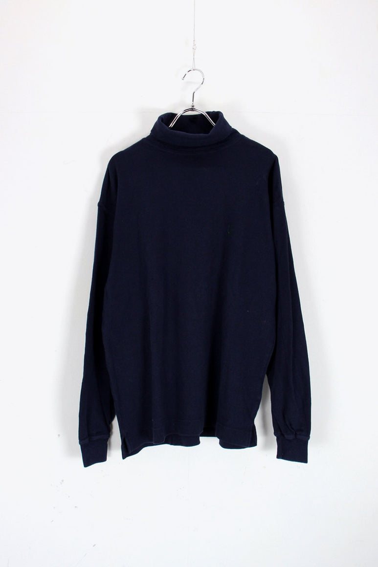 90'S TURTLE NECK CUT SAW / NAVY [SIZE: S USED]