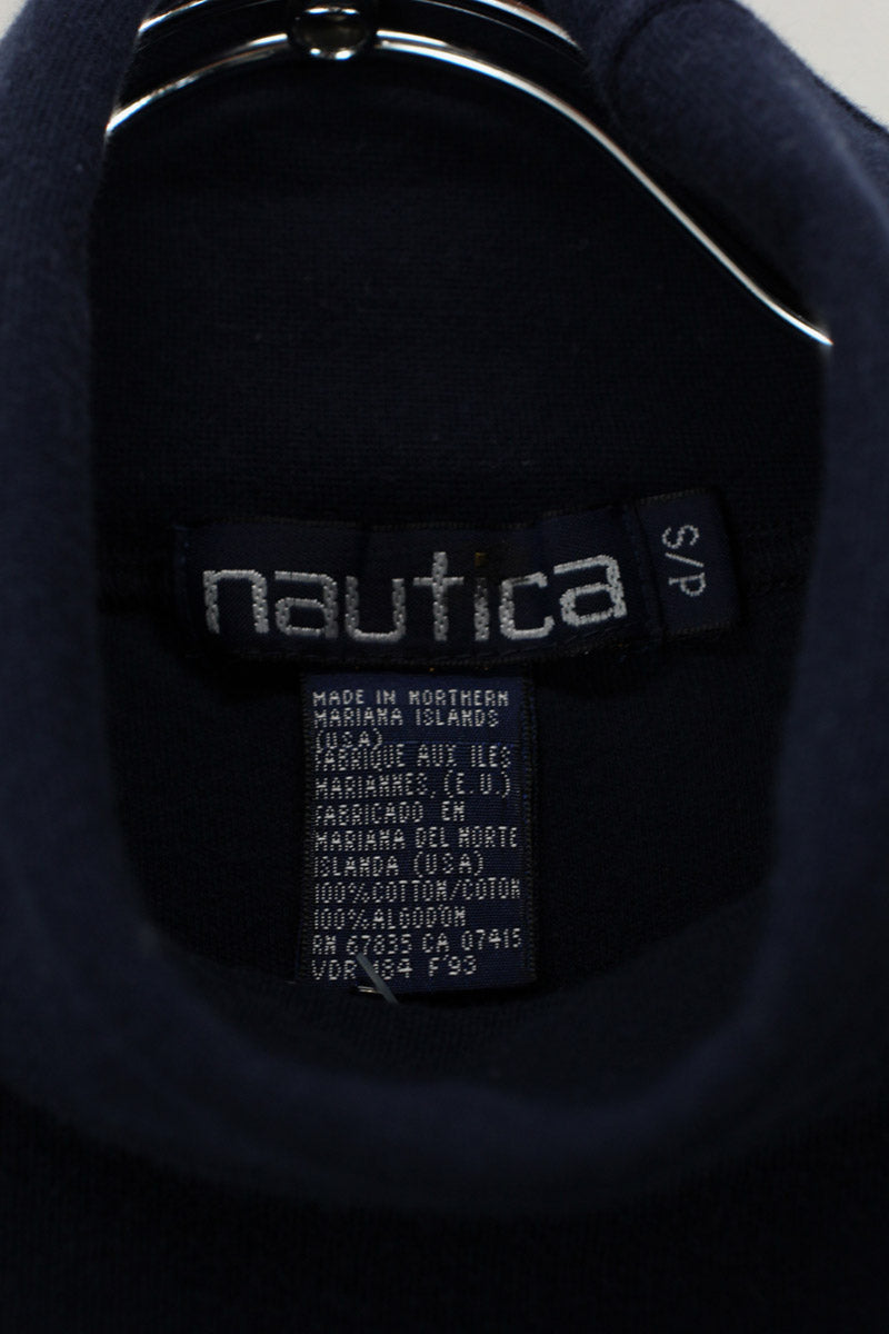 90'S TURTLE NECK CUT SAW / NAVY [SIZE: S USED]
