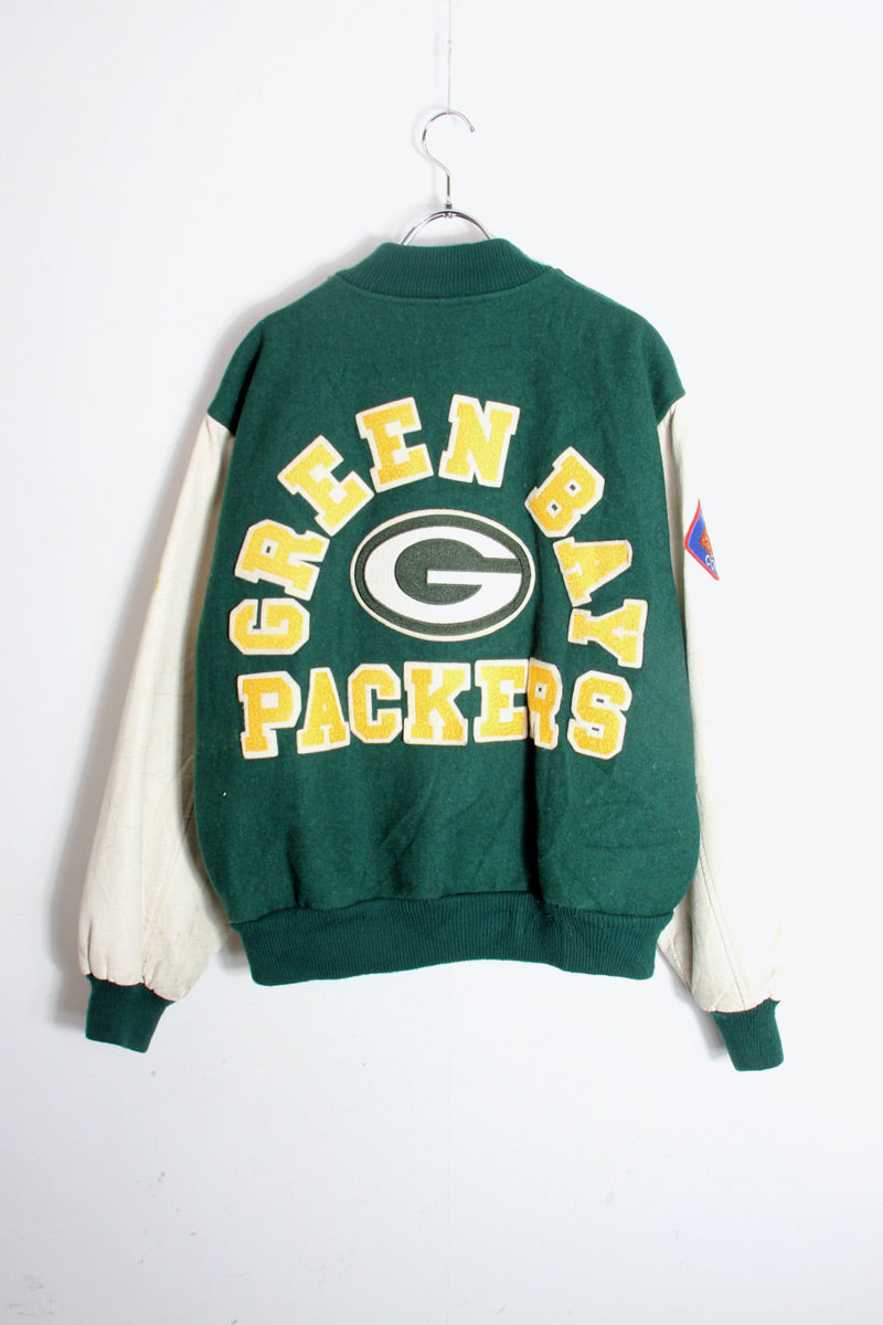 90'S NFL GREEN BAY PACKERS STADIUM JACKET / GREEN/WHITE [SIZE: M USED]