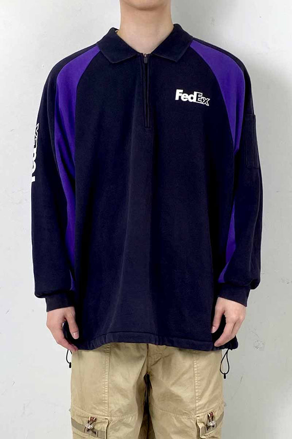 15'S HALF ZIP POLO SWEATSHIRT / BLACK / PURPLE [SIZE: L USED]
