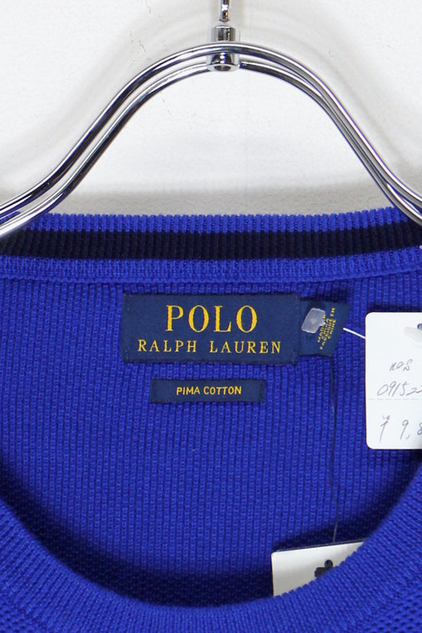COTTON BORDER KNIT SWEATER DEADSTOCK / NOS / BLUE / NAVY / WHITE [ SIZE: M USED ]