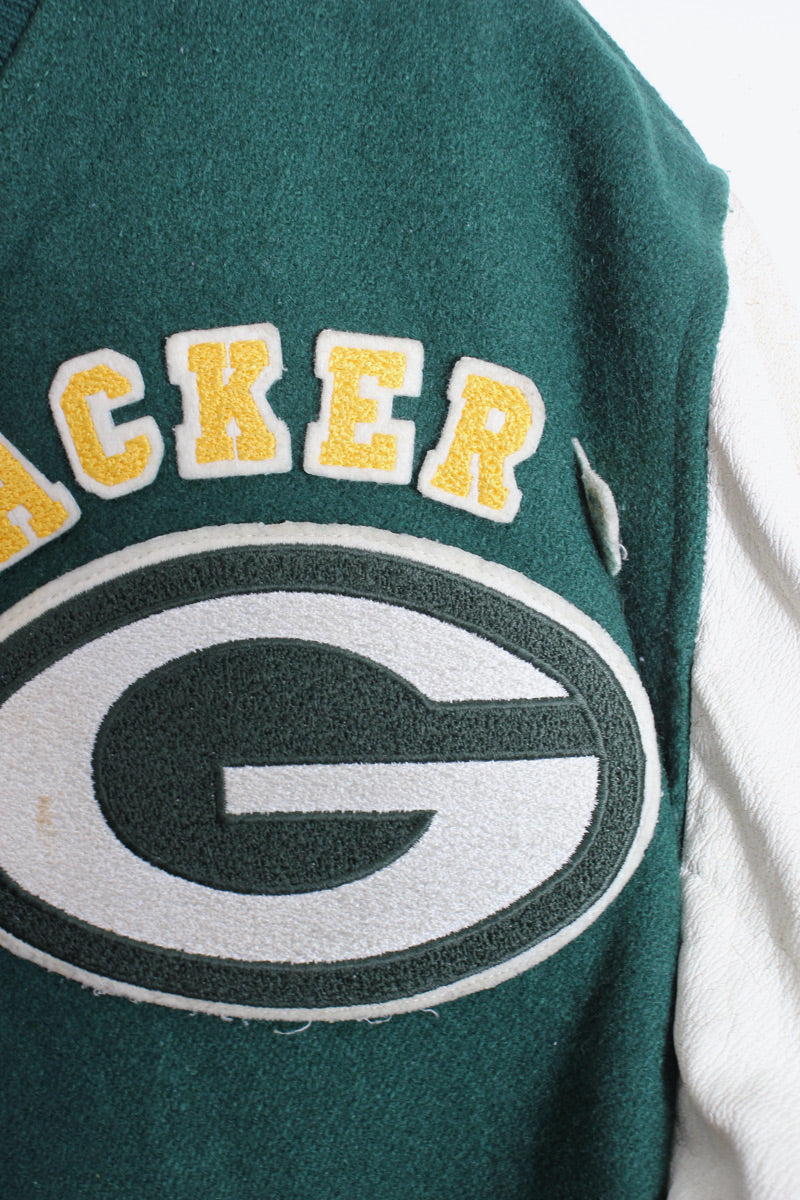90'S NFL GREEN BAY PACKERS STADIUM JACKET / GREEN/WHITE [SIZE: M USED]