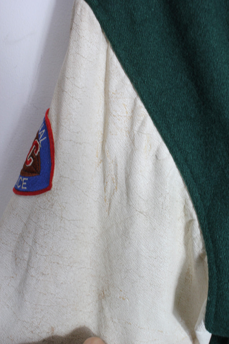 90'S NFL GREEN BAY PACKERS STADIUM JACKET / GREEN/WHITE [SIZE: M USED]
