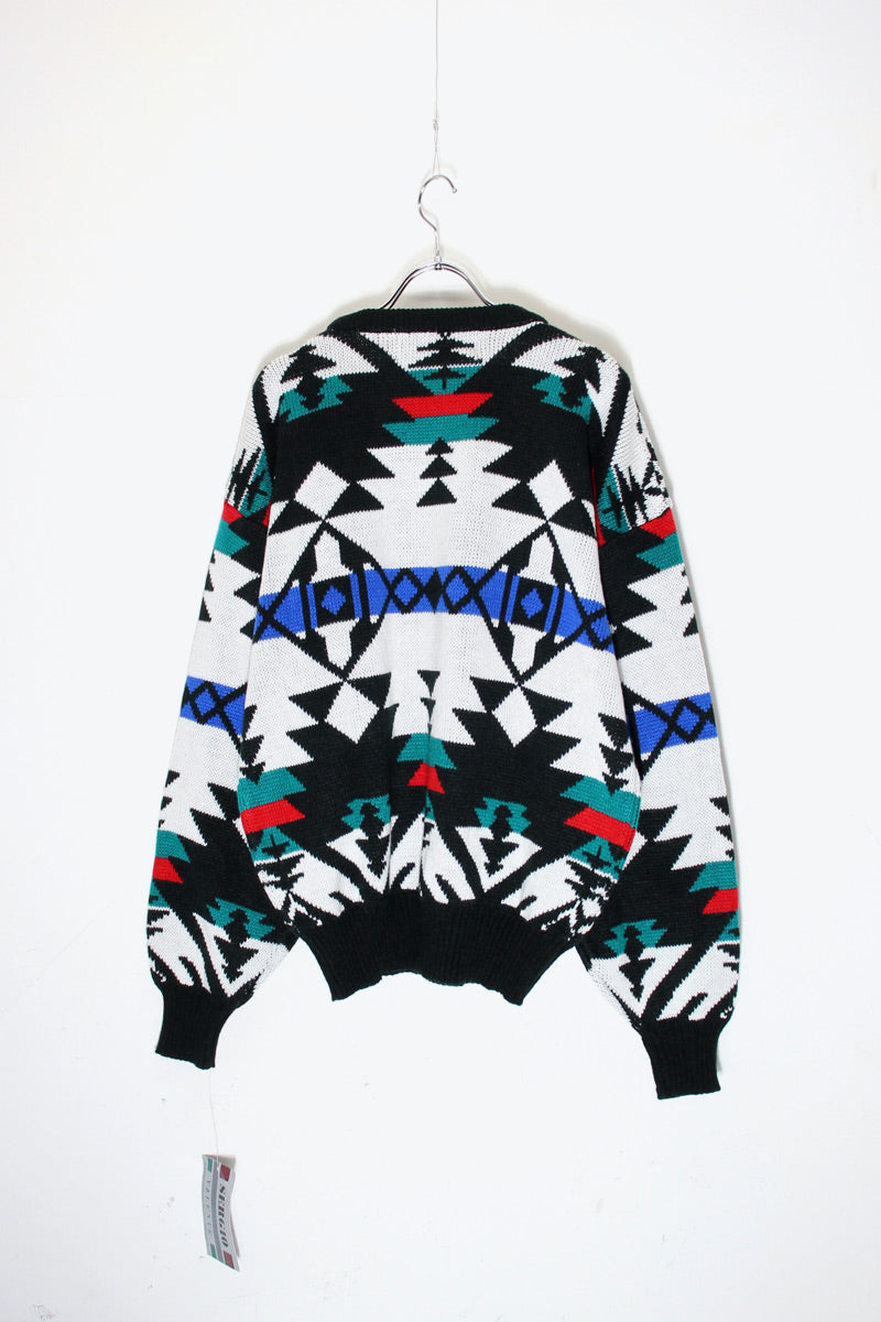 90'S ACRYLIC KNIT SWEATER DEADSTOCK / NOS / MULTI [ SIZE: L USED ]