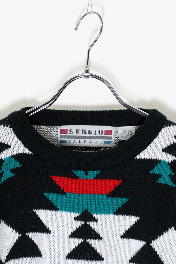 90'S ACRYLIC KNIT SWEATER DEADSTOCK / NOS / MULTI [ SIZE: L USED ]
