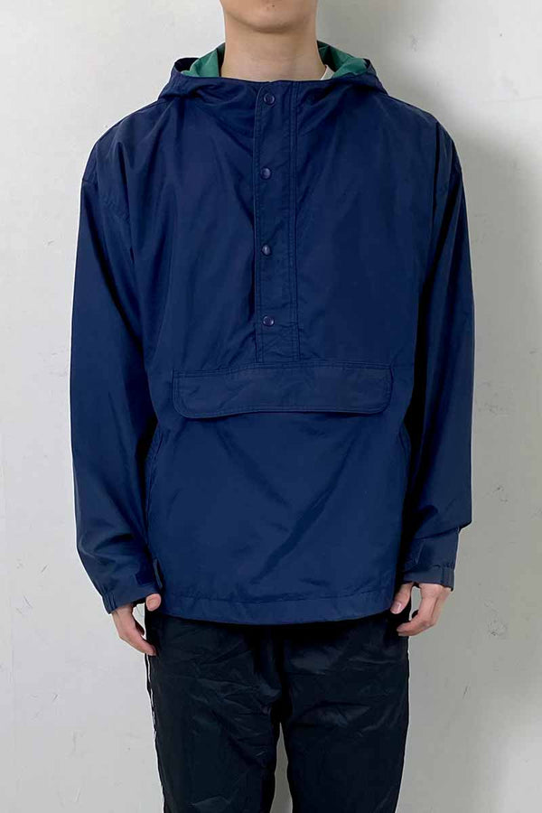 90'S HALF ZIP PULLOVER NYLON JACKET / NAVY [SIZE: L USED]