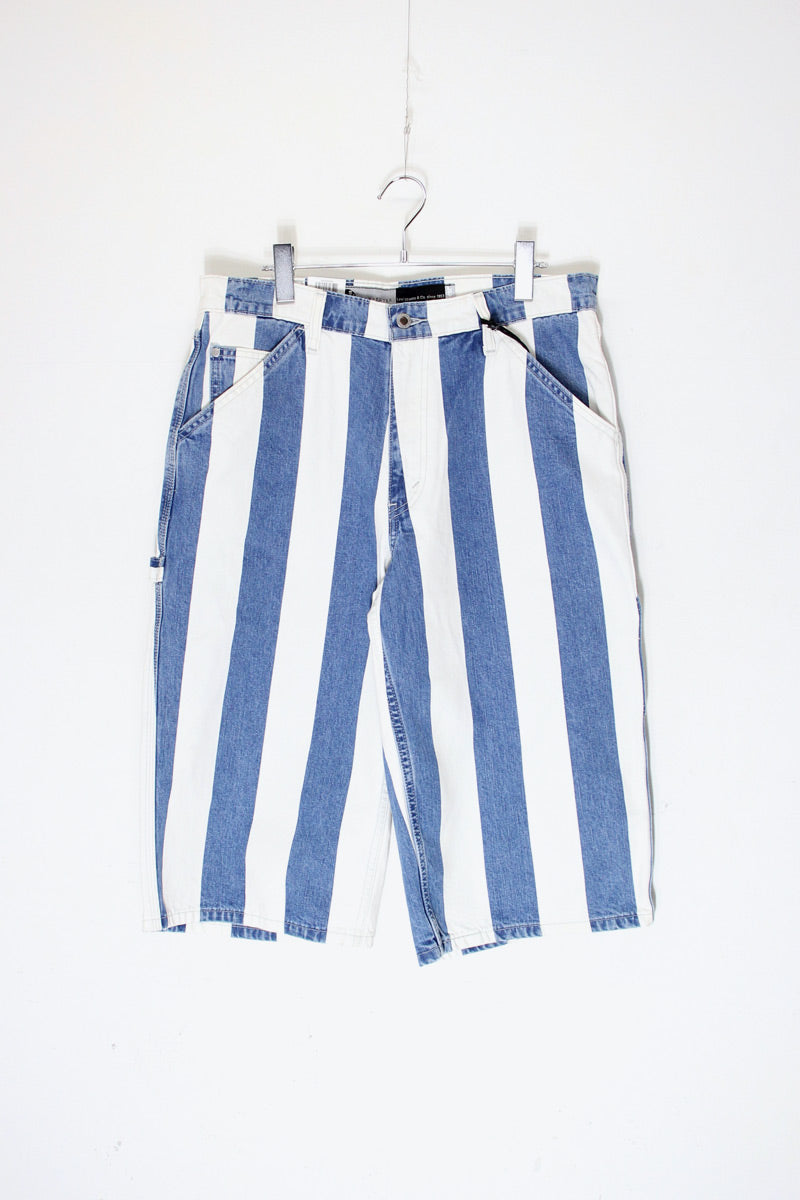STRIPE DENIM SHORT PANTS SILVER TAB / INDIGO/WHITE [SIZE: W32 DEADSTOCK/NOS]