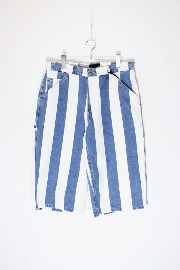 STRIPE DENIM SHORT PANTS SILVER TAB / INDIGO/WHITE [SIZE: W32 DEADSTOCK/NOS]