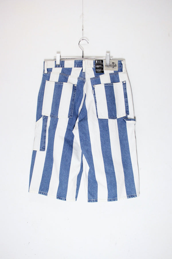 STRIPE DENIM SHORT PANTS SILVER TAB / INDIGO/WHITE [SIZE: W32 DEADSTOCK/NOS]