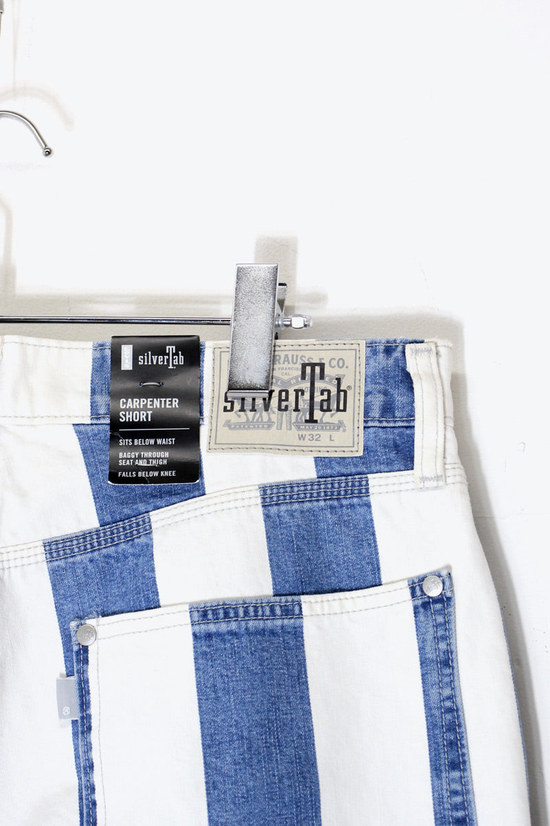 STRIPE DENIM SHORT PANTS SILVER TAB / INDIGO/WHITE [SIZE: W32 DEADSTOCK/NOS]