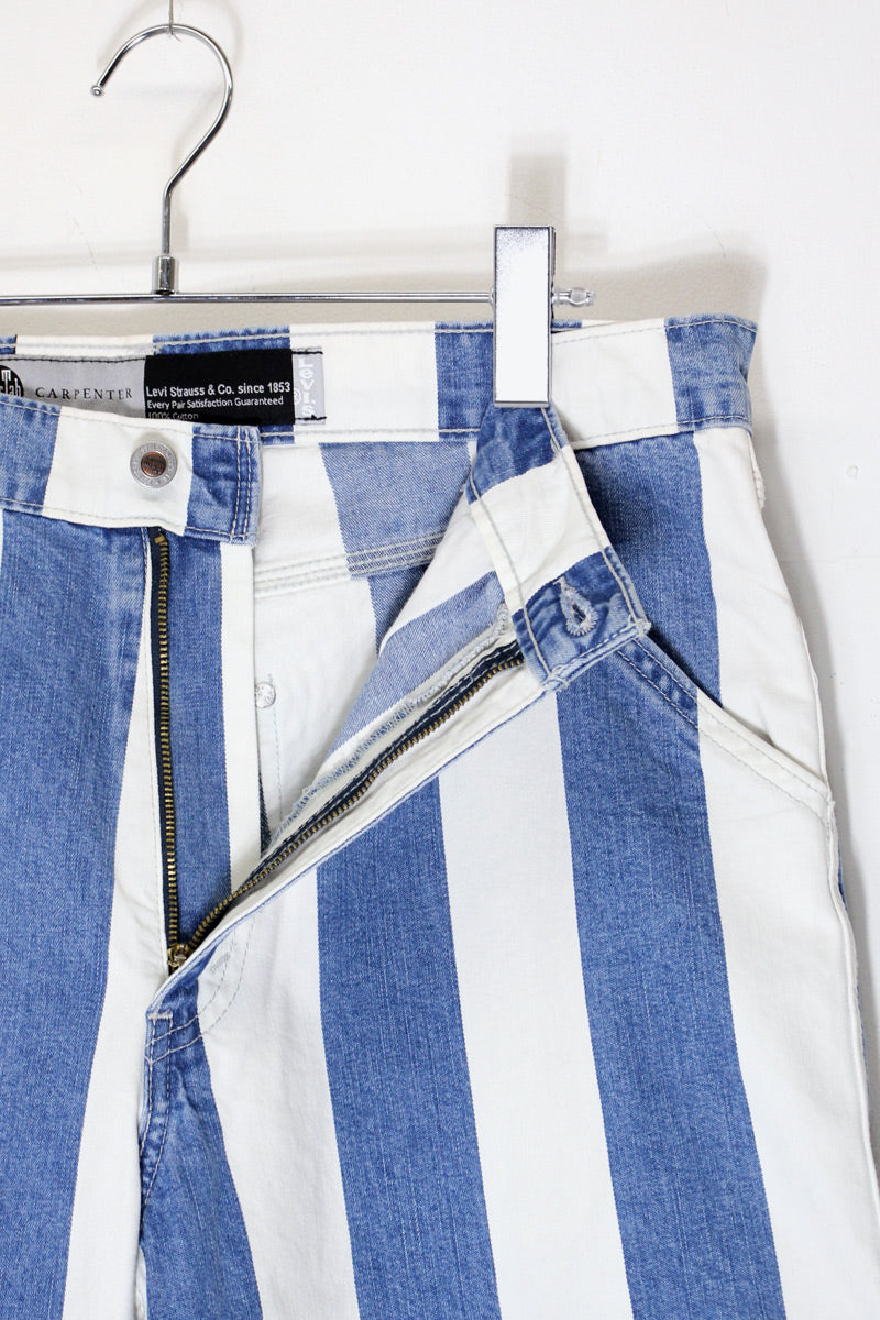 STRIPE DENIM SHORT PANTS SILVER TAB / INDIGO/WHITE [SIZE: W32 DEADSTOCK/NOS]
