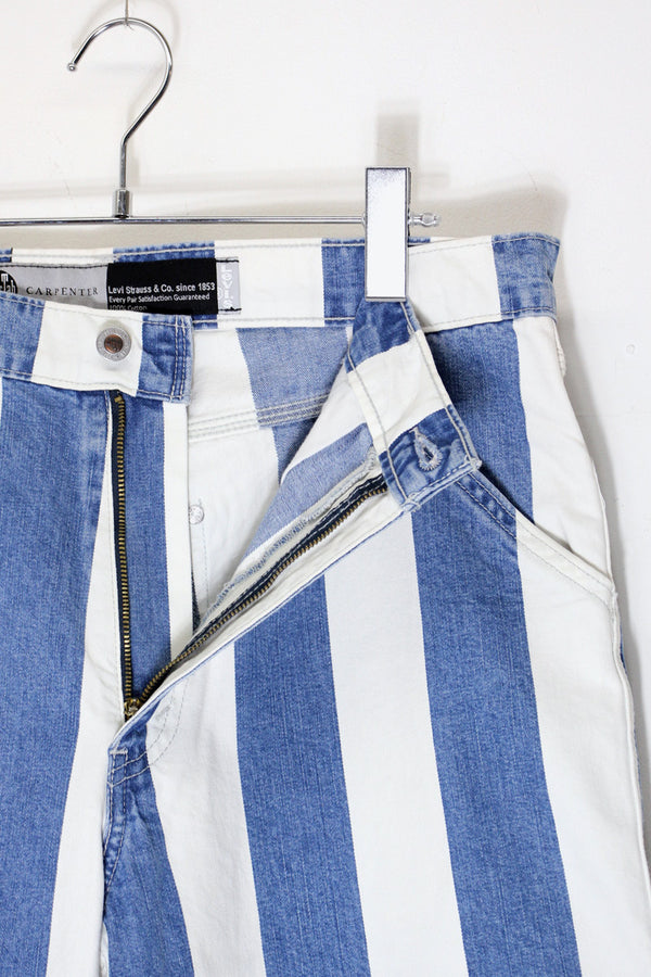 STRIPE DENIM SHORT PANTS SILVER TAB / INDIGO/WHITE [SIZE: W32 DEADSTOCK/NOS]