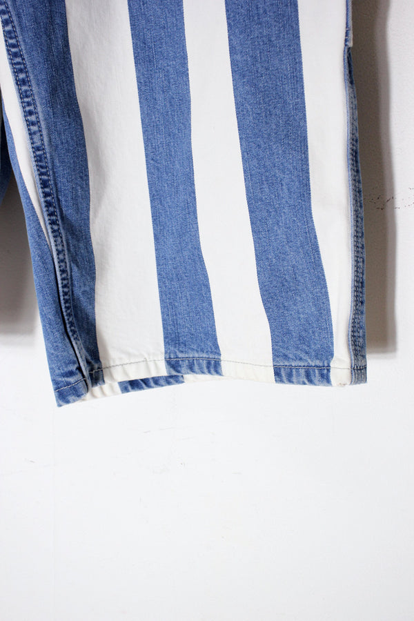 STRIPE DENIM SHORT PANTS SILVER TAB / INDIGO/WHITE [SIZE: W32 DEADSTOCK/NOS]