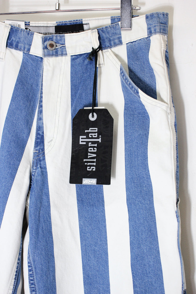 STRIPE DENIM SHORT PANTS SILVER TAB / INDIGO/WHITE [SIZE: W32 DEADSTOCK/NOS]