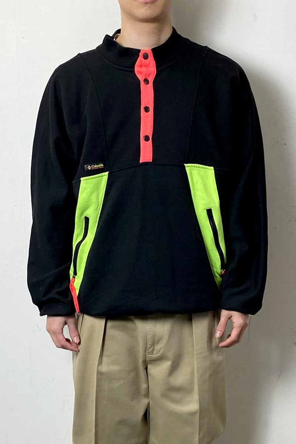 90'S HALF SNAP SWEATSHIRT / BLACK [SIZE: L USED]